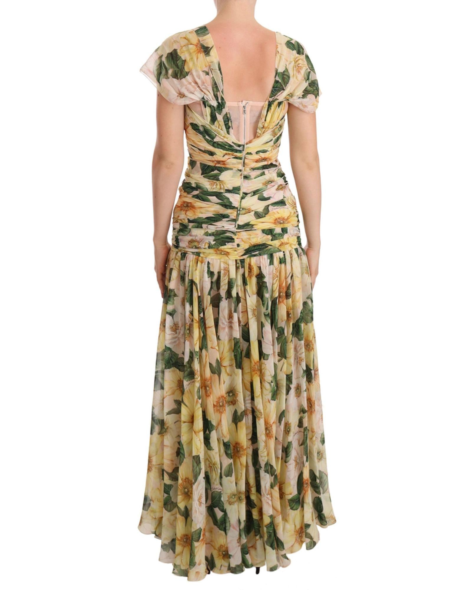 Dolce & Gabbana  Floral Print Silk Chiffon Maxi Dress