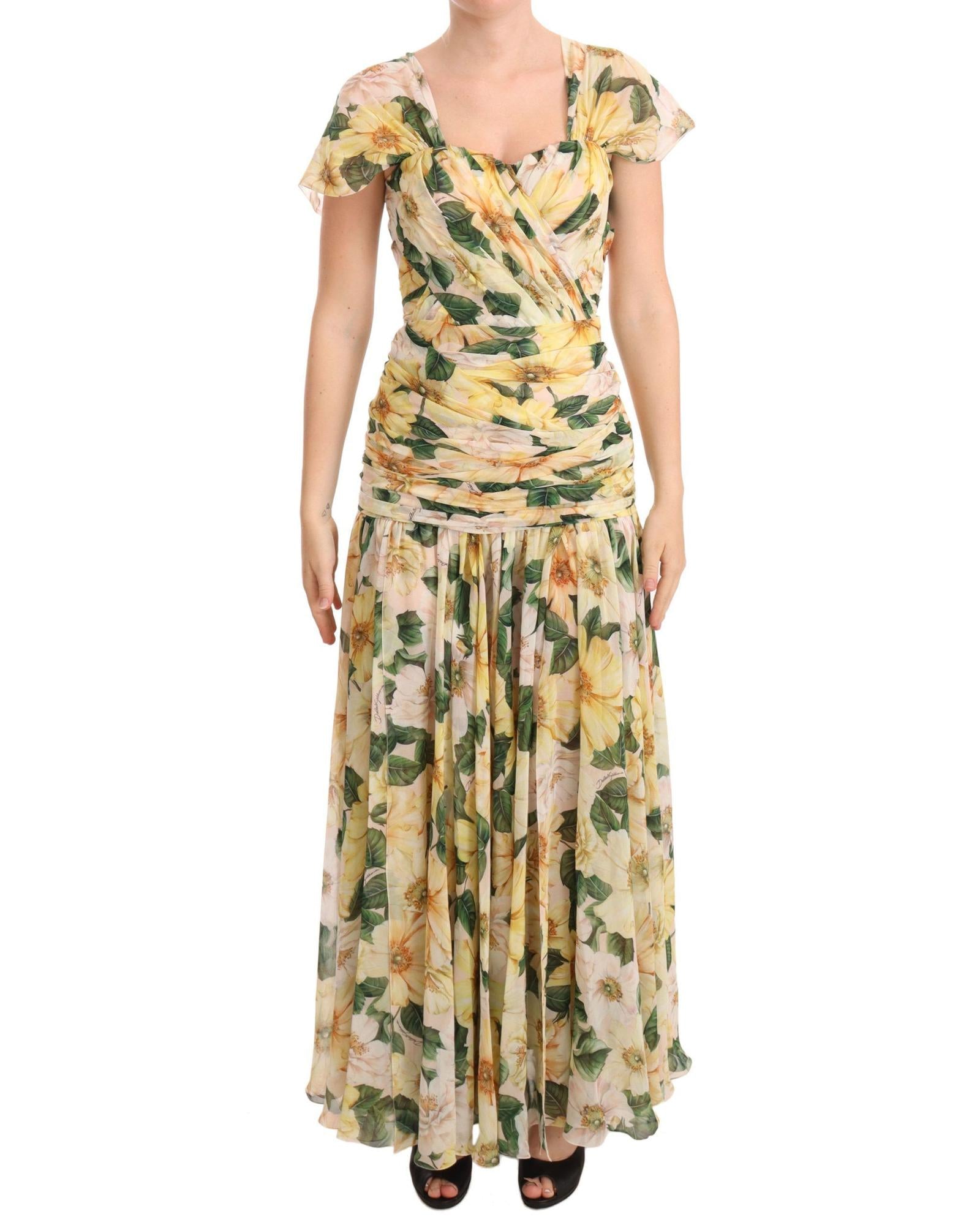 Dolce & Gabbana  Floral Print Silk Chiffon Maxi Dress