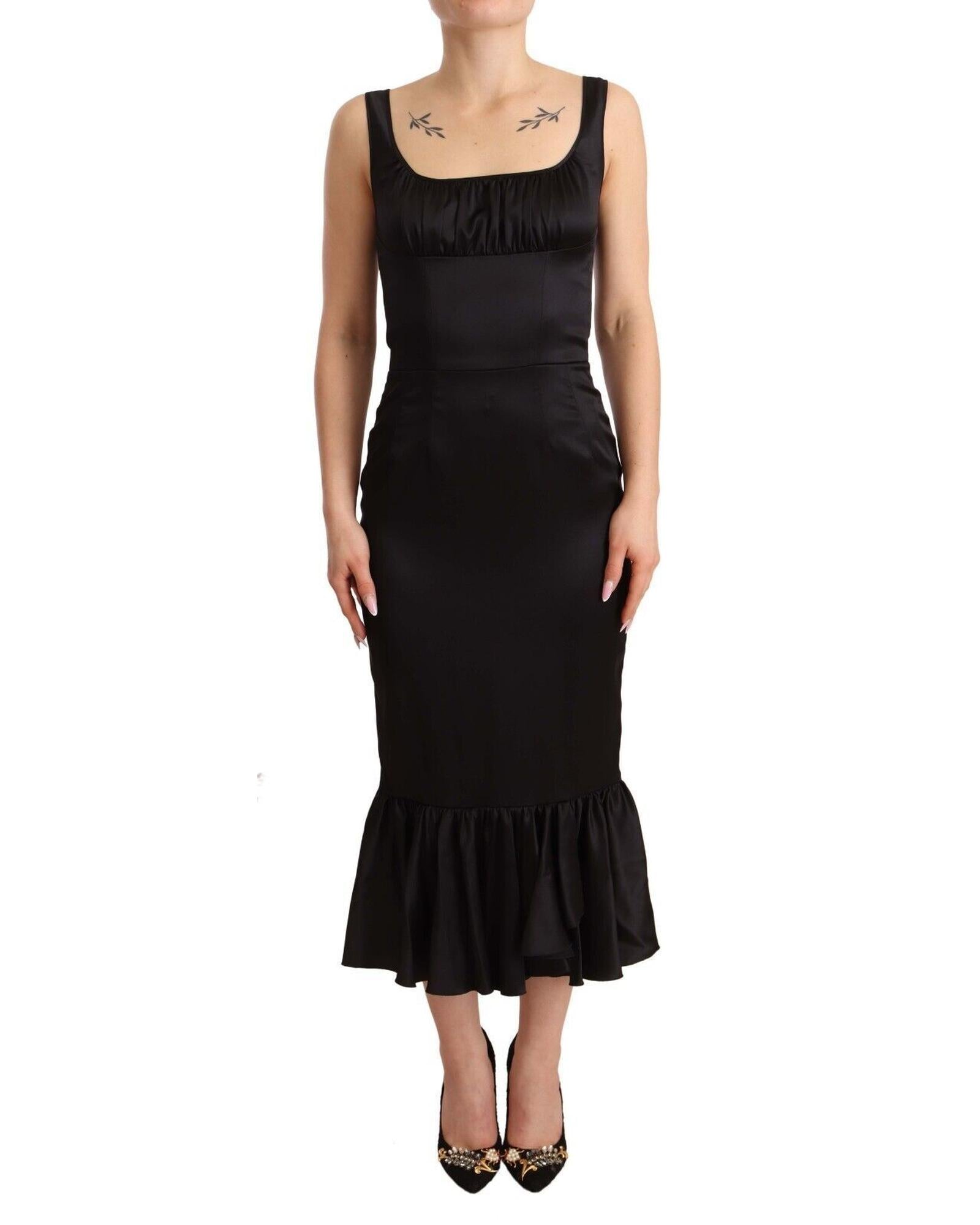 Dolce & Gabbana  Silk Midi Dress - Black