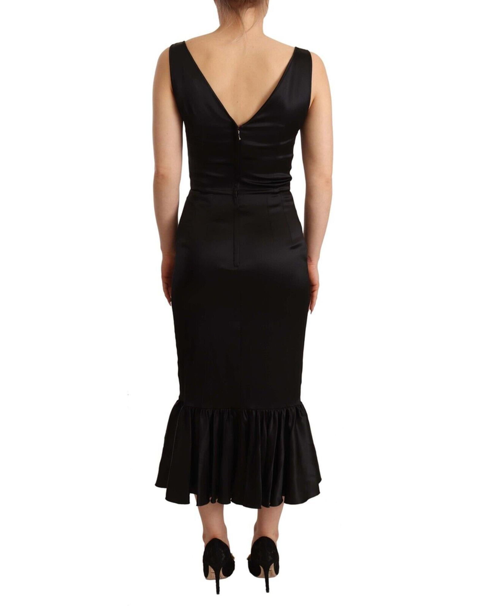 Dolce & Gabbana  Silk Midi Dress - Black