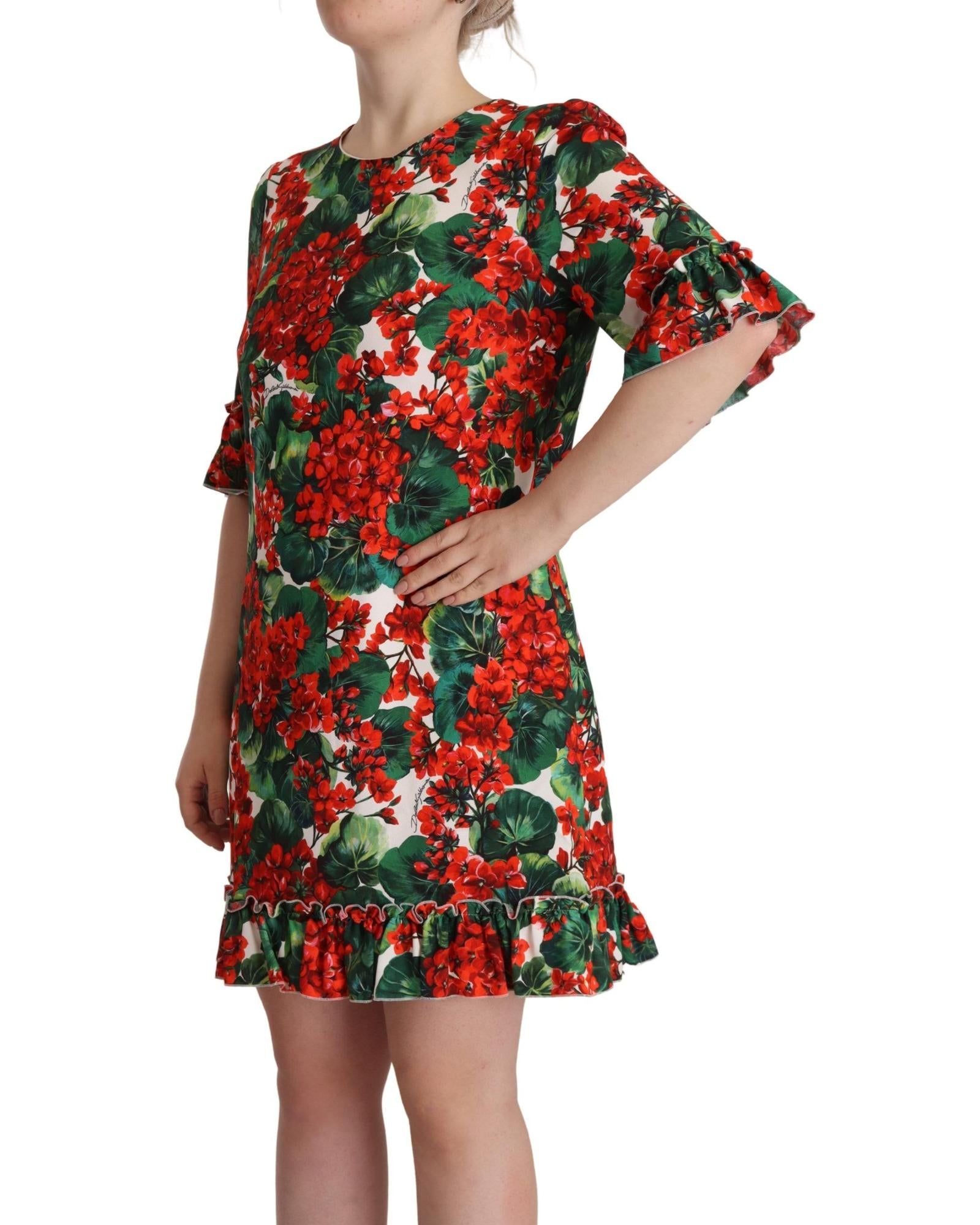 Dolce & Gabbana  Geranium Print Silk Dress