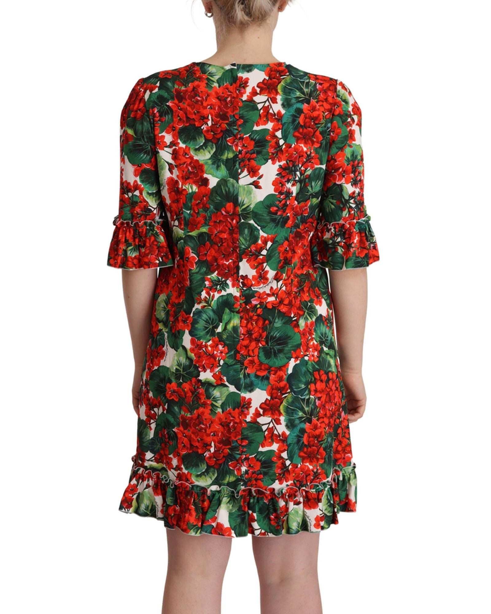 Dolce & Gabbana  Geranium Print Silk Dress