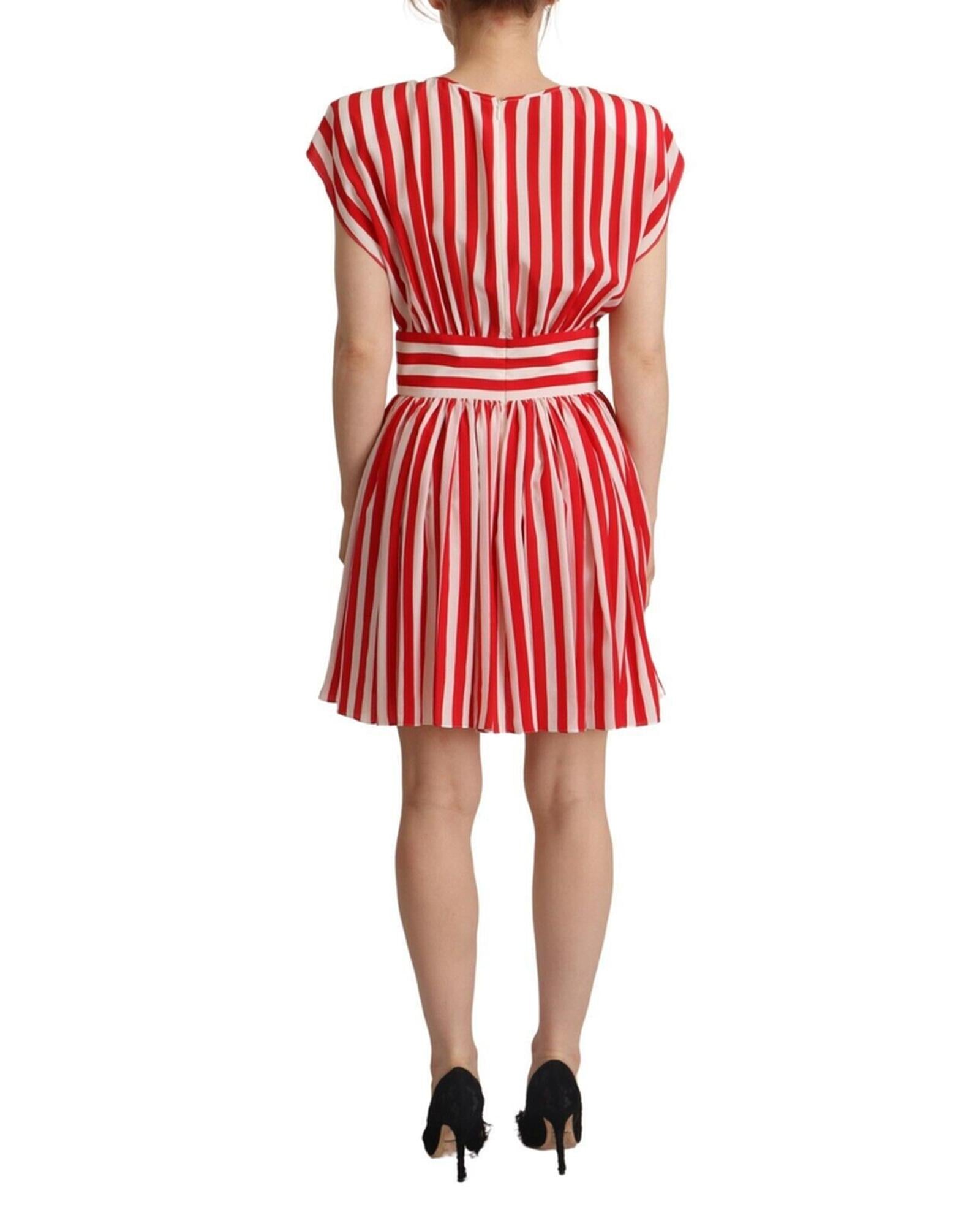 Dolce & Gabbana  Red and White Striped Mini Dress