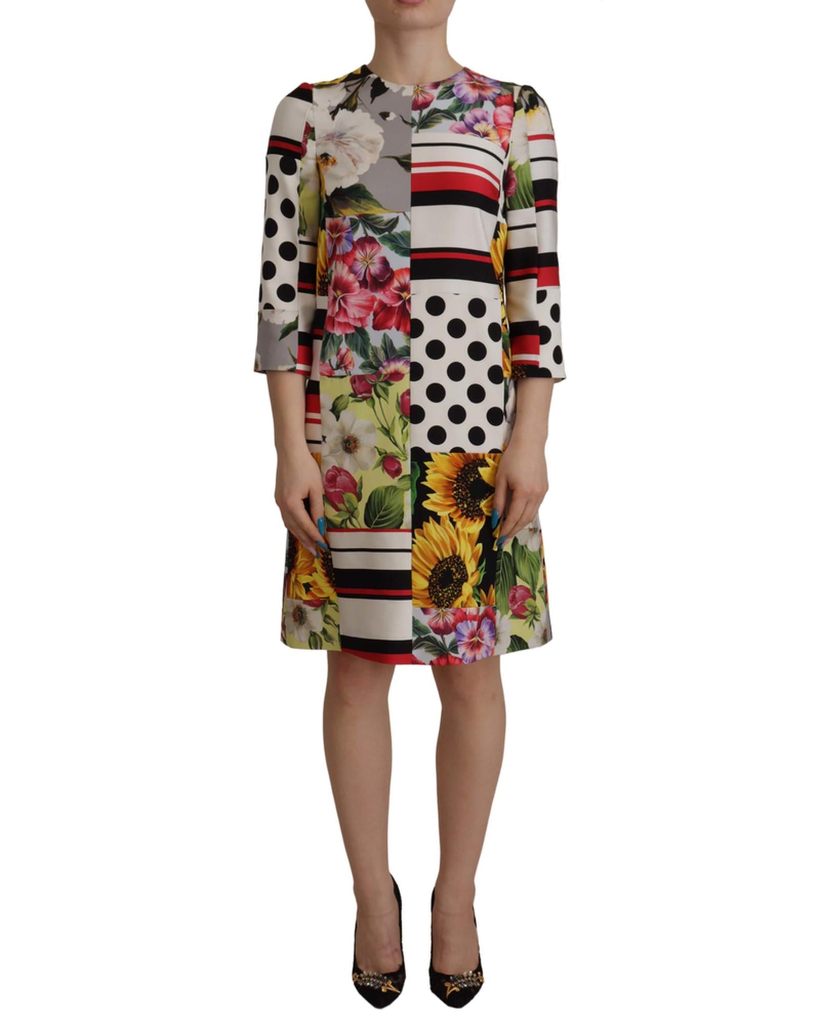 Dolce & Gabbana Floral Patchwork Charmeuse Sheath Dress3