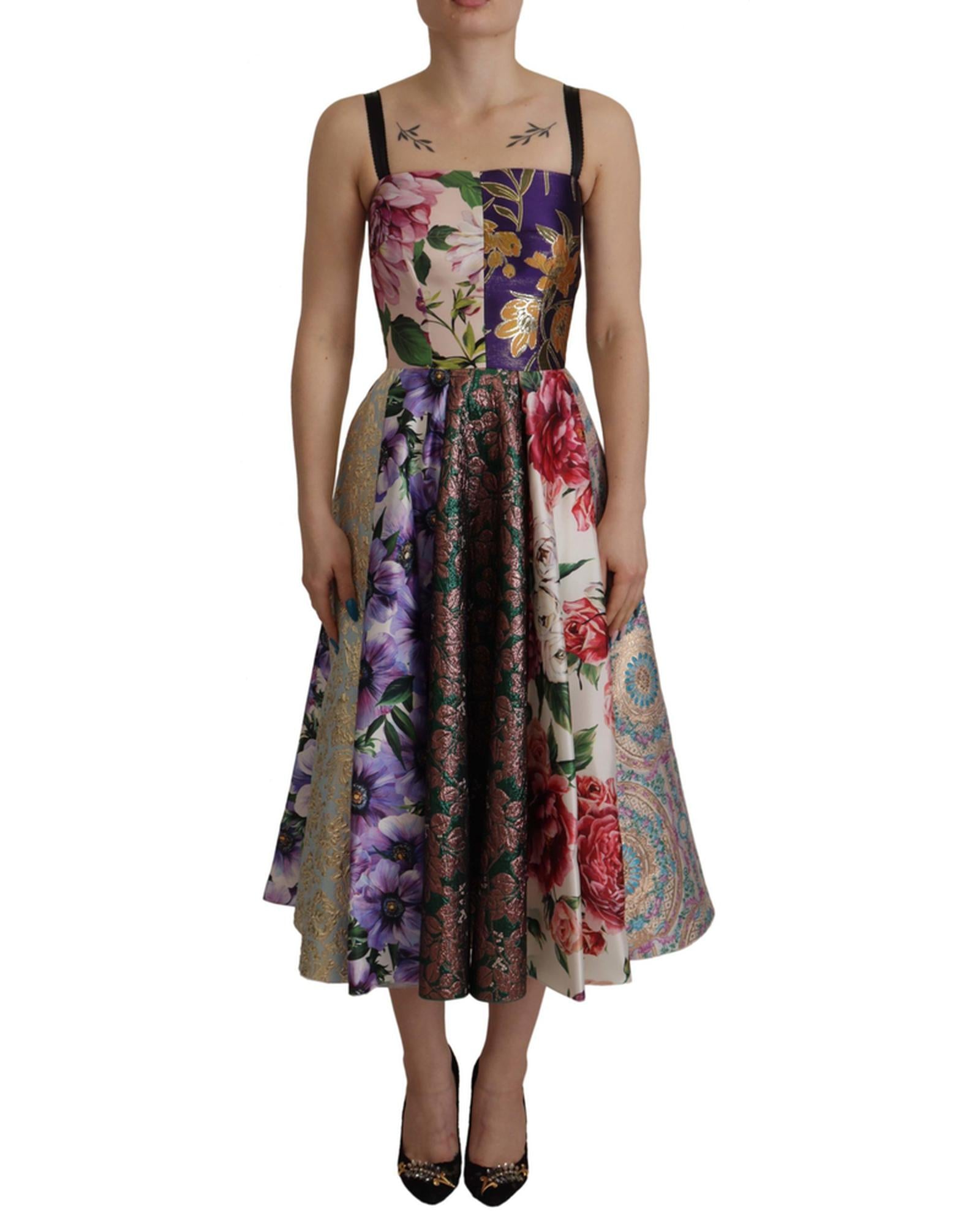 Dolce & Gabbana Patchwork Jacquard Silk Midi Dress7