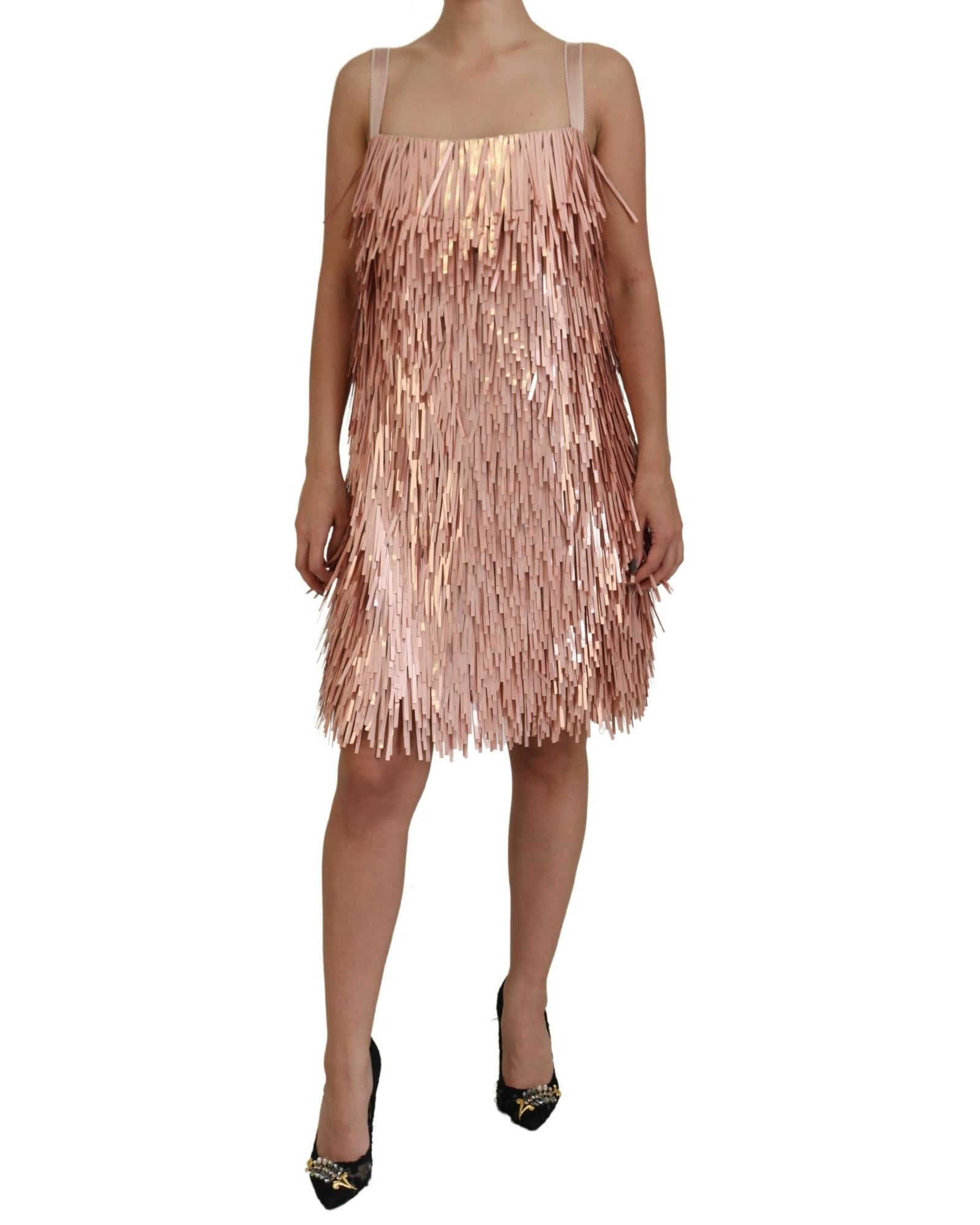 Dolce & Gabbana  Sequin Fringe Mini Dress - Rose Gold