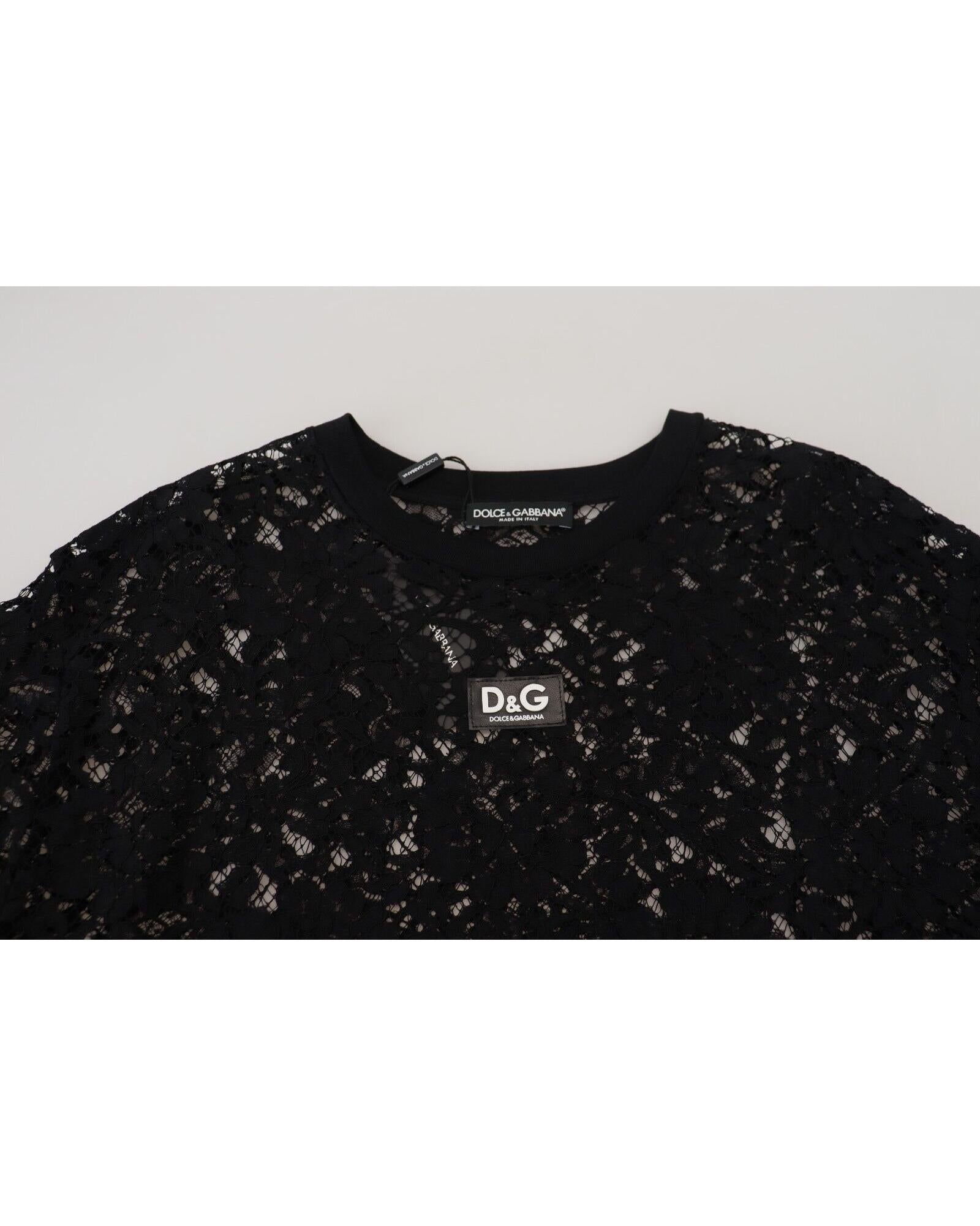 Dolce & Gabbana  Black Lace T-Shirt Dress