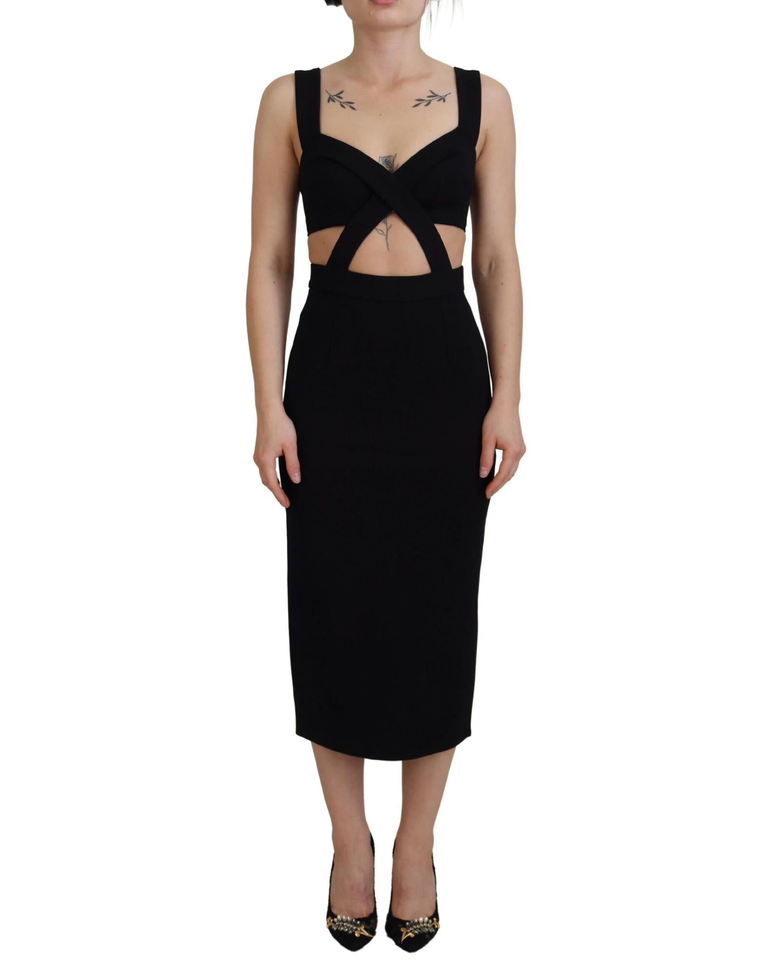 Dolce & Gabbana  Black Cutout Midi Dress