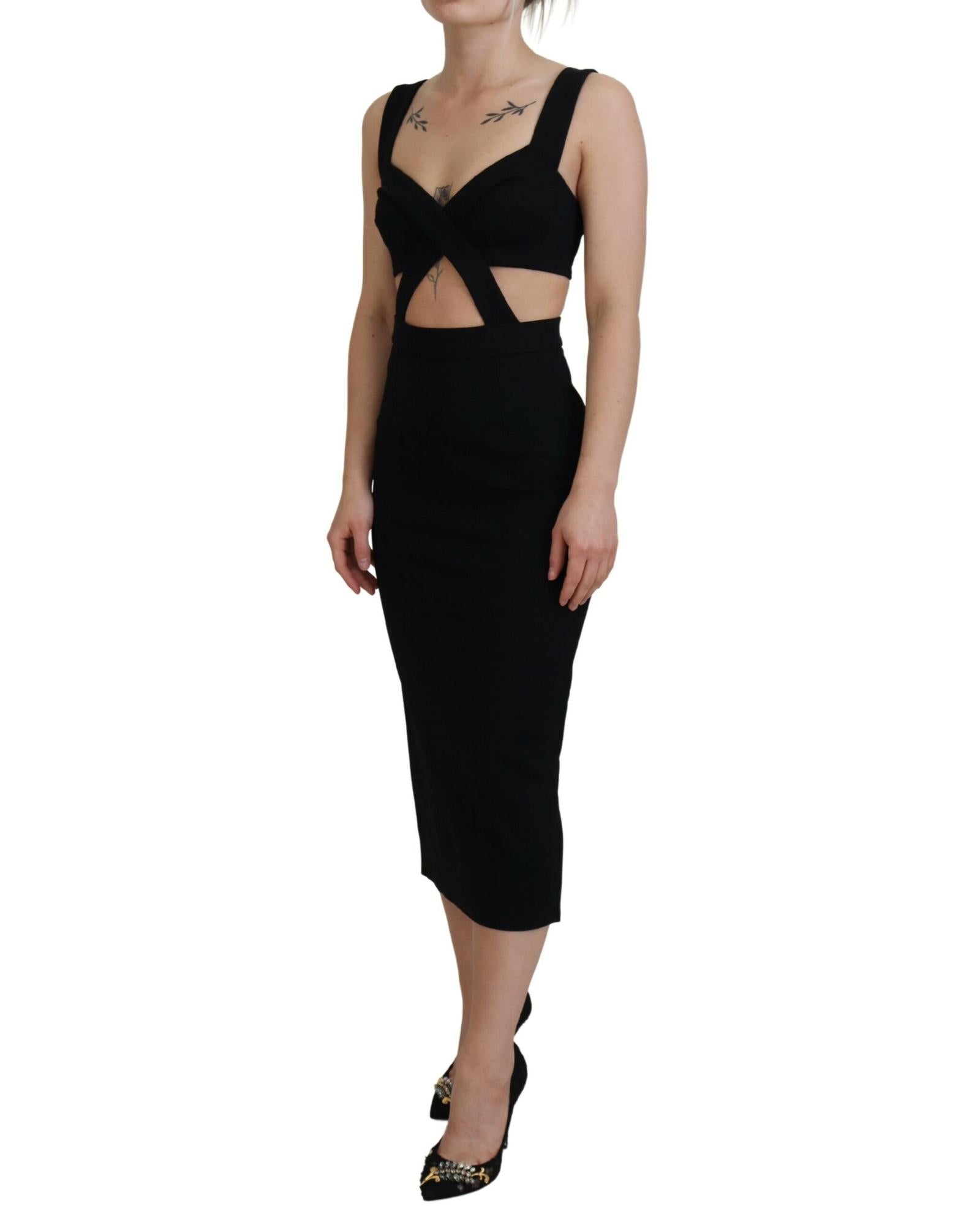 Dolce & Gabbana  Black Cutout Midi Dress