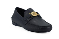 Versace Elegant Navy Blue Calf Leather Men's Loafers6