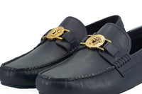 Versace Elegant Navy Blue Calf Leather Men's Loafers14