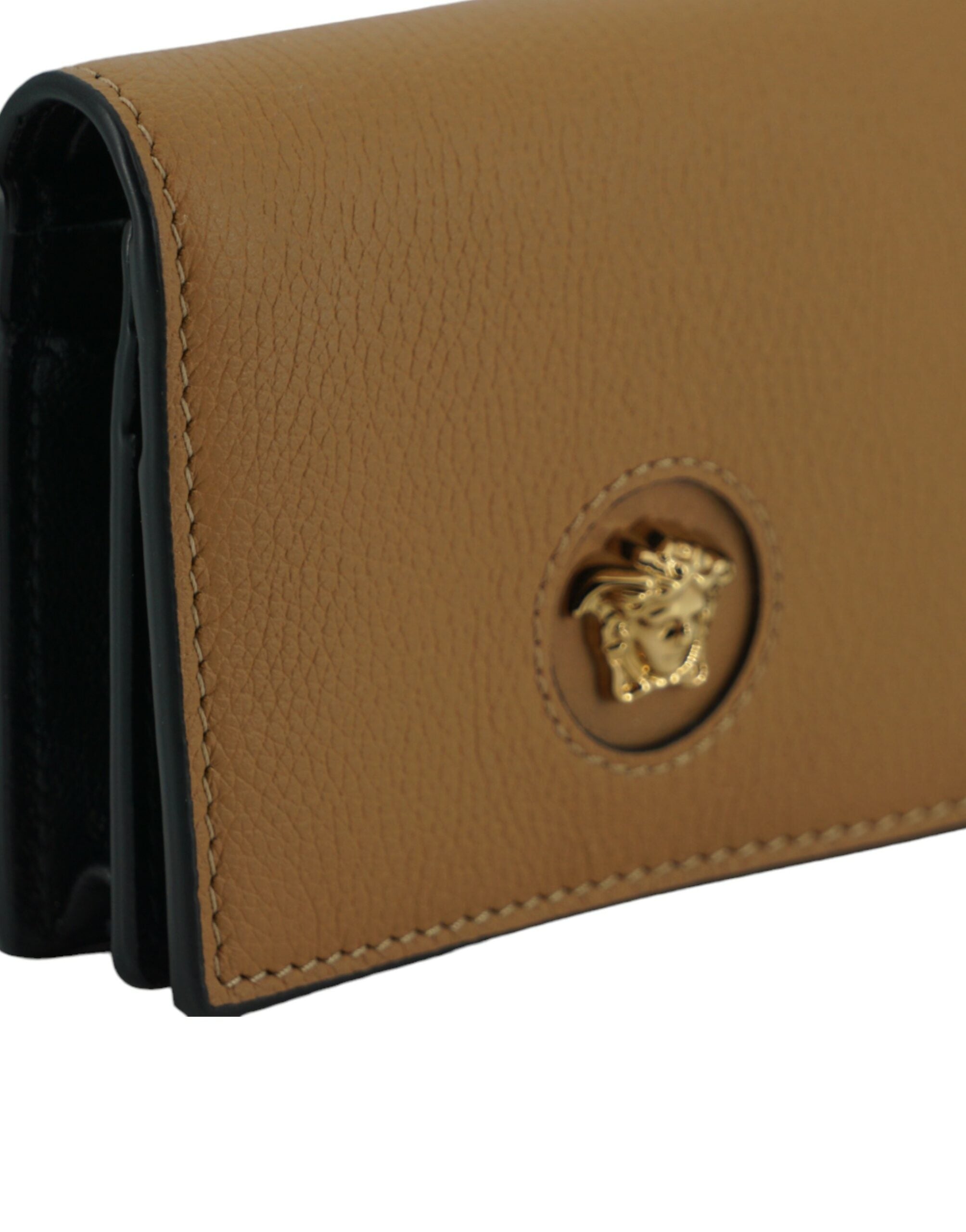 Versace Elegant Compact Leather Wallet in Women's Brown