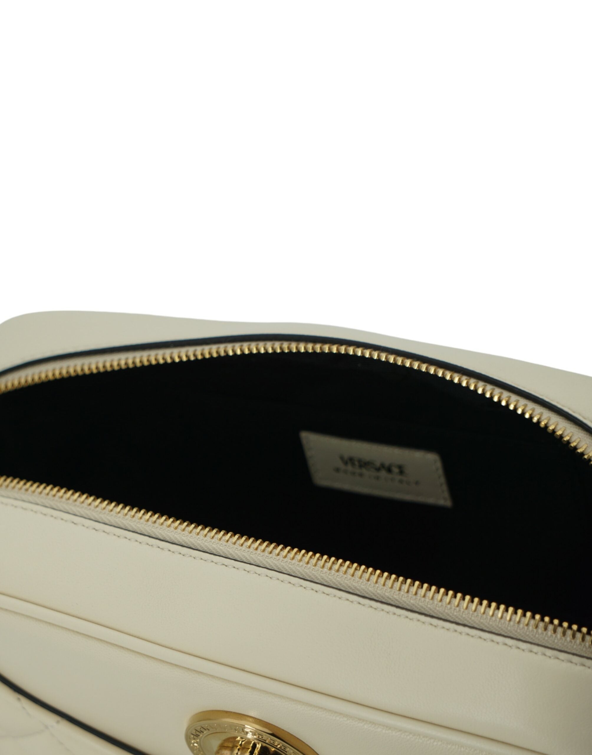 Versace Elegant White Leather Camera Shoulder Women's Bag