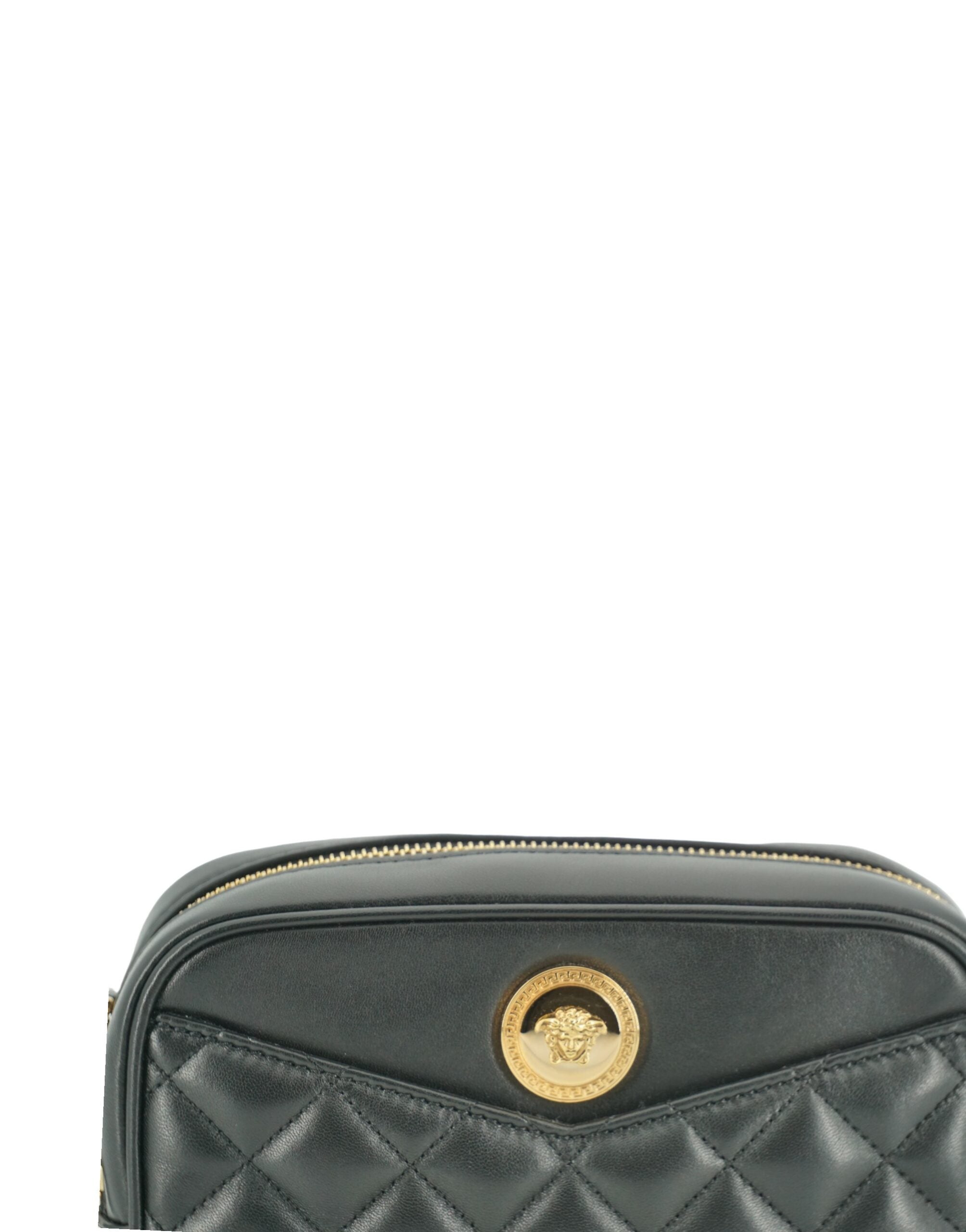 Versace Elegant Small Black Leather Crossbody Women's Bag