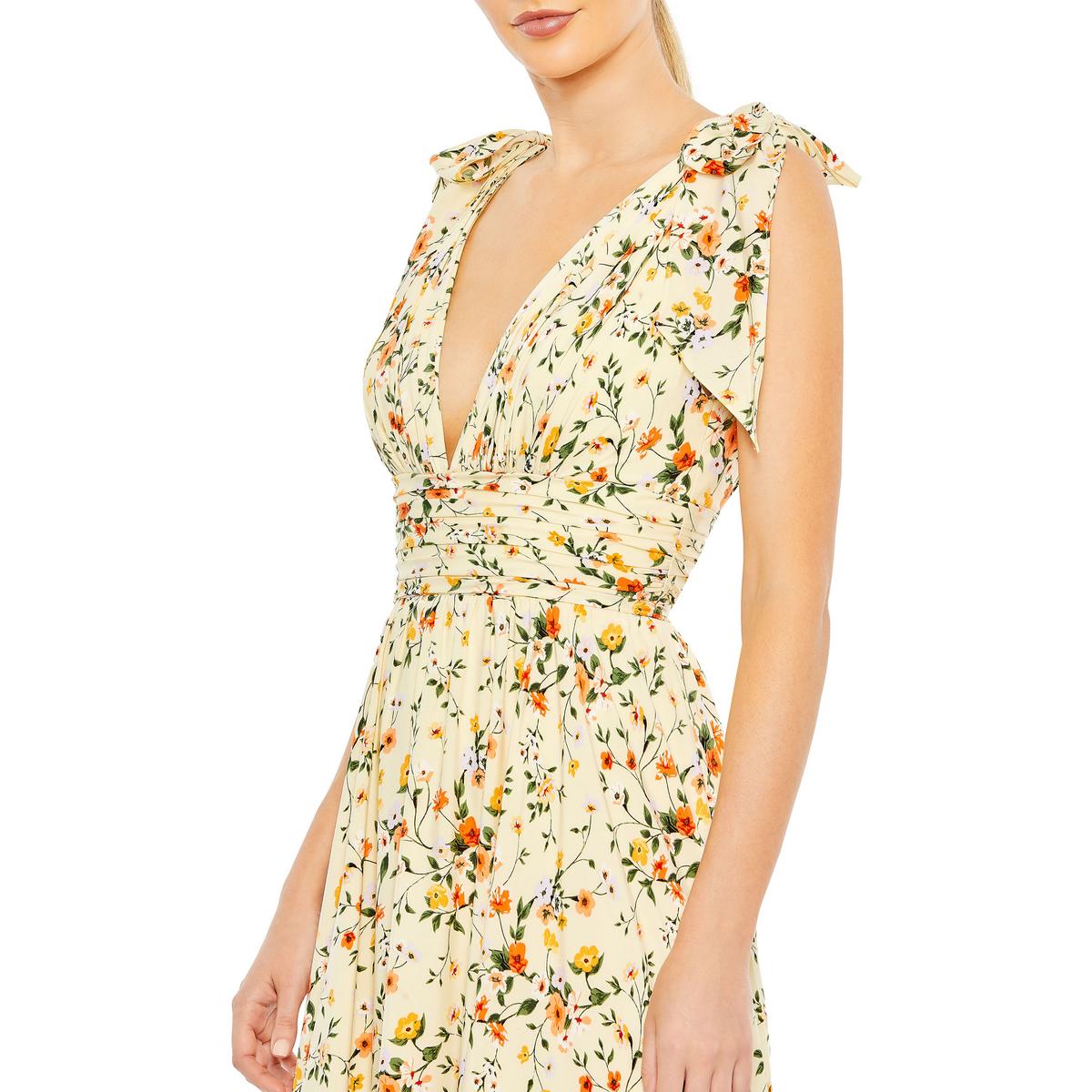 Womens Floral Print Special Occasion Evening Dress