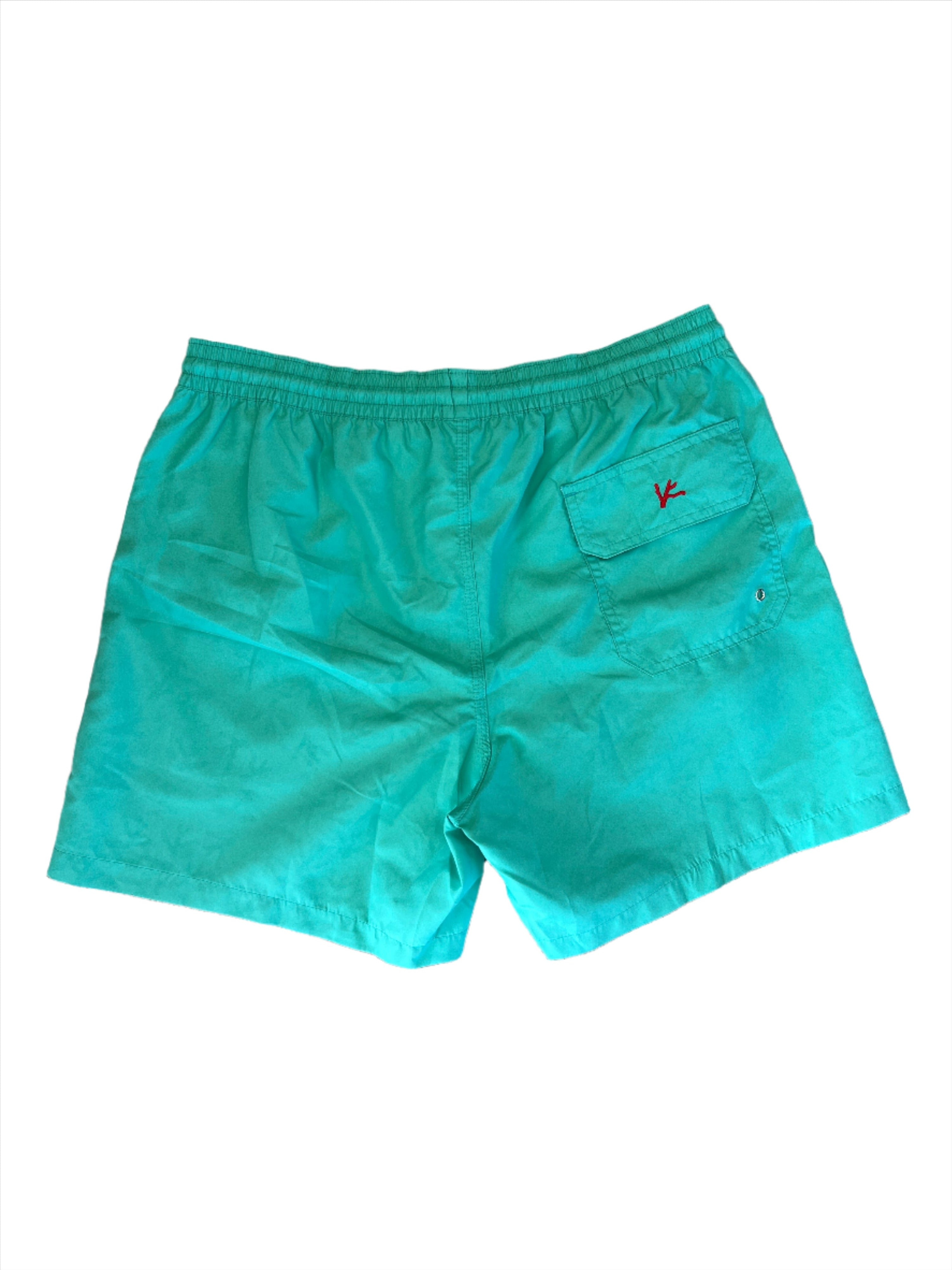 Isaia New Mens Solid Green Swim Trunk2