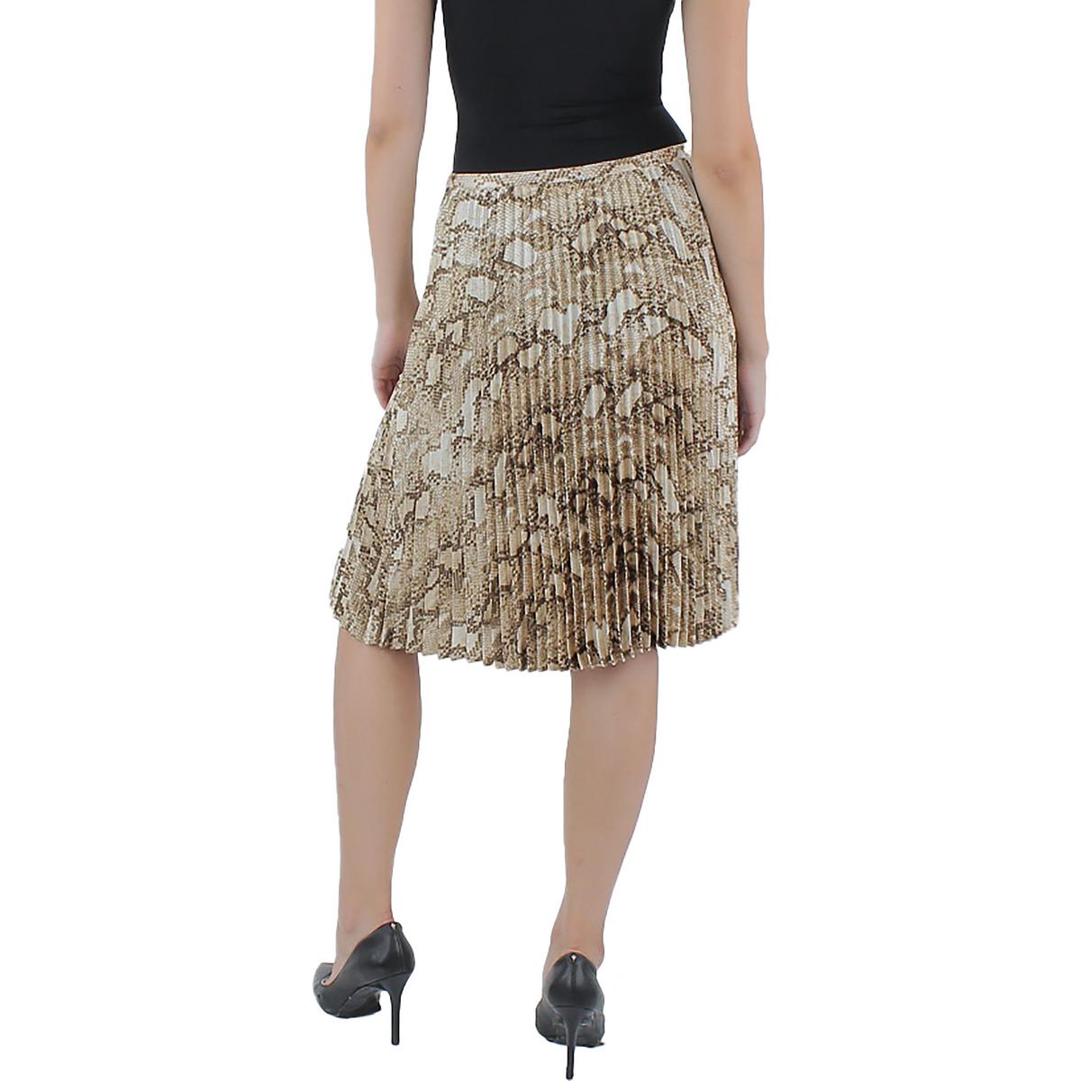 Plus Womens Pleated Printed Pleated Skirt