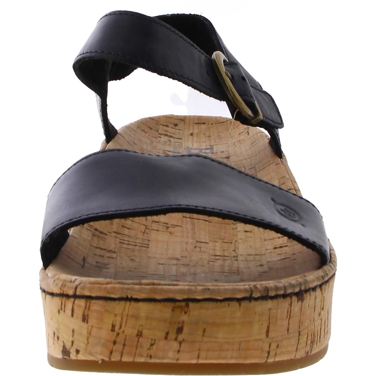 Womens Leather Footbed Ankle Strap