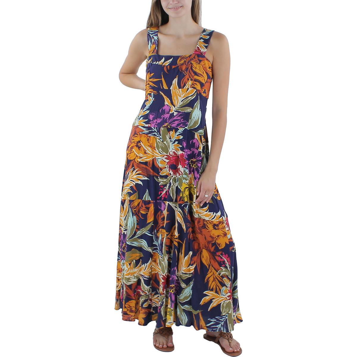 Womens Floral Print Rayon Maxi Dress