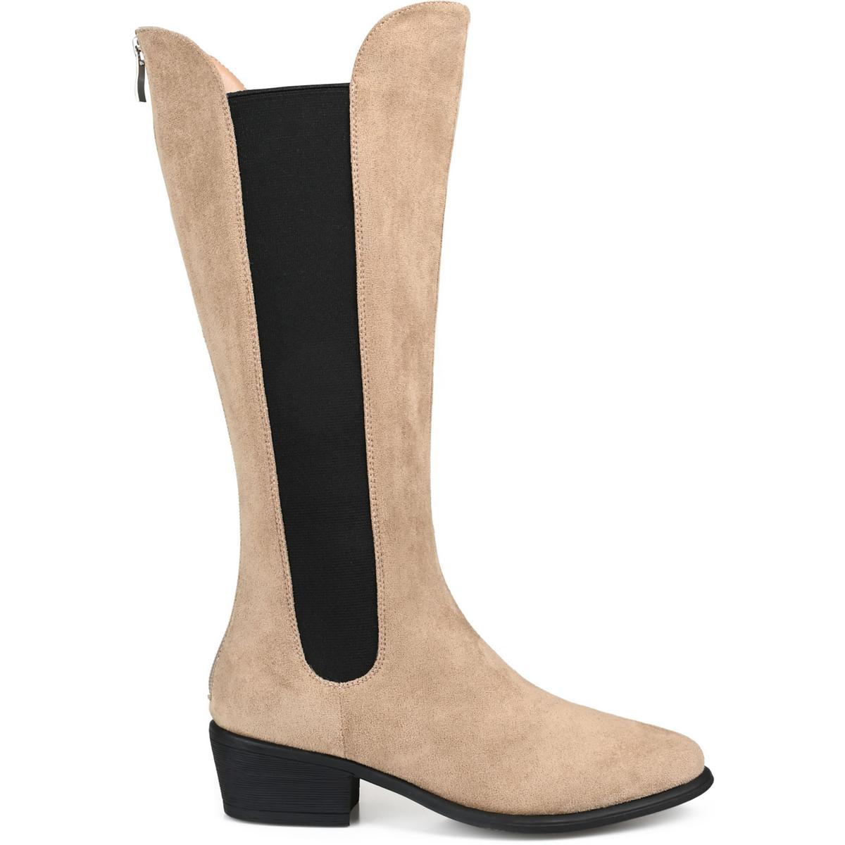 Womens Faux Suede Wide Calf Mid-Calf Boots