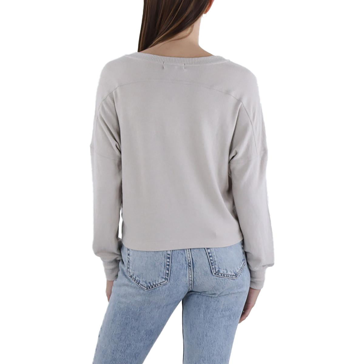 Womens V-Neck Ribbed Trim Pullover Sweater