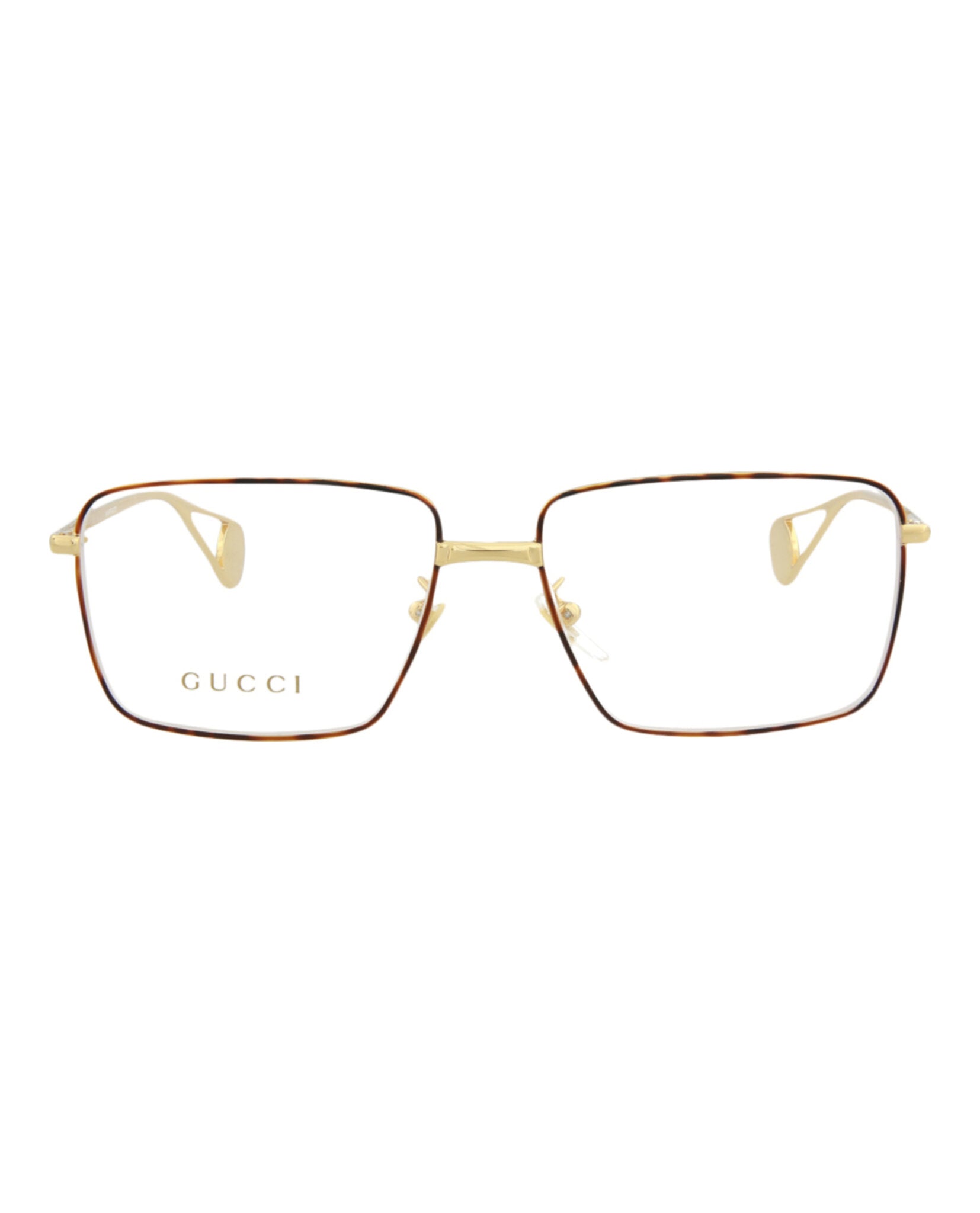 Gucci Womens Square/Rectangle Gold Gold Transparent Fashion Designer Eyewear