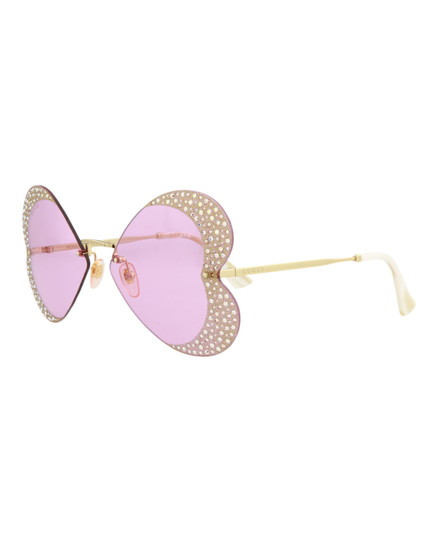 Gucci Womens Cat Eye Gold Gold Pink Fashion Designer Eyewear