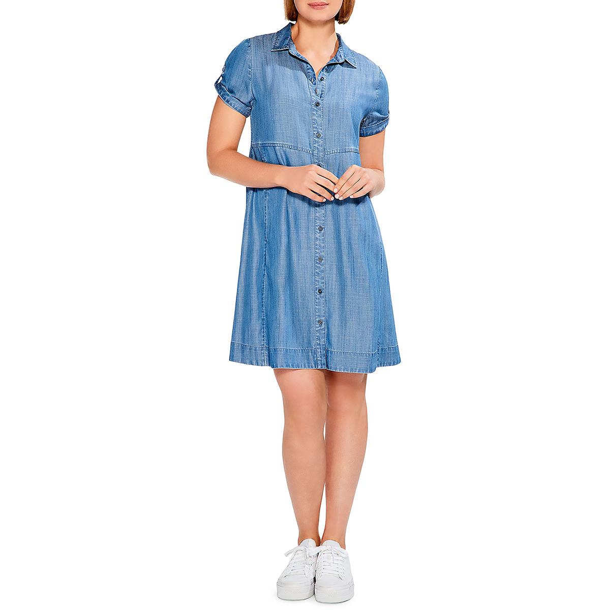 Womens Denim Drapey Shirtdress