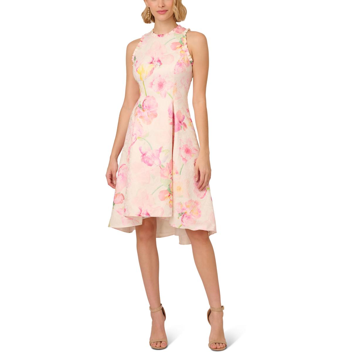 Womens Floral Hi-Low Cocktail And Party Dress