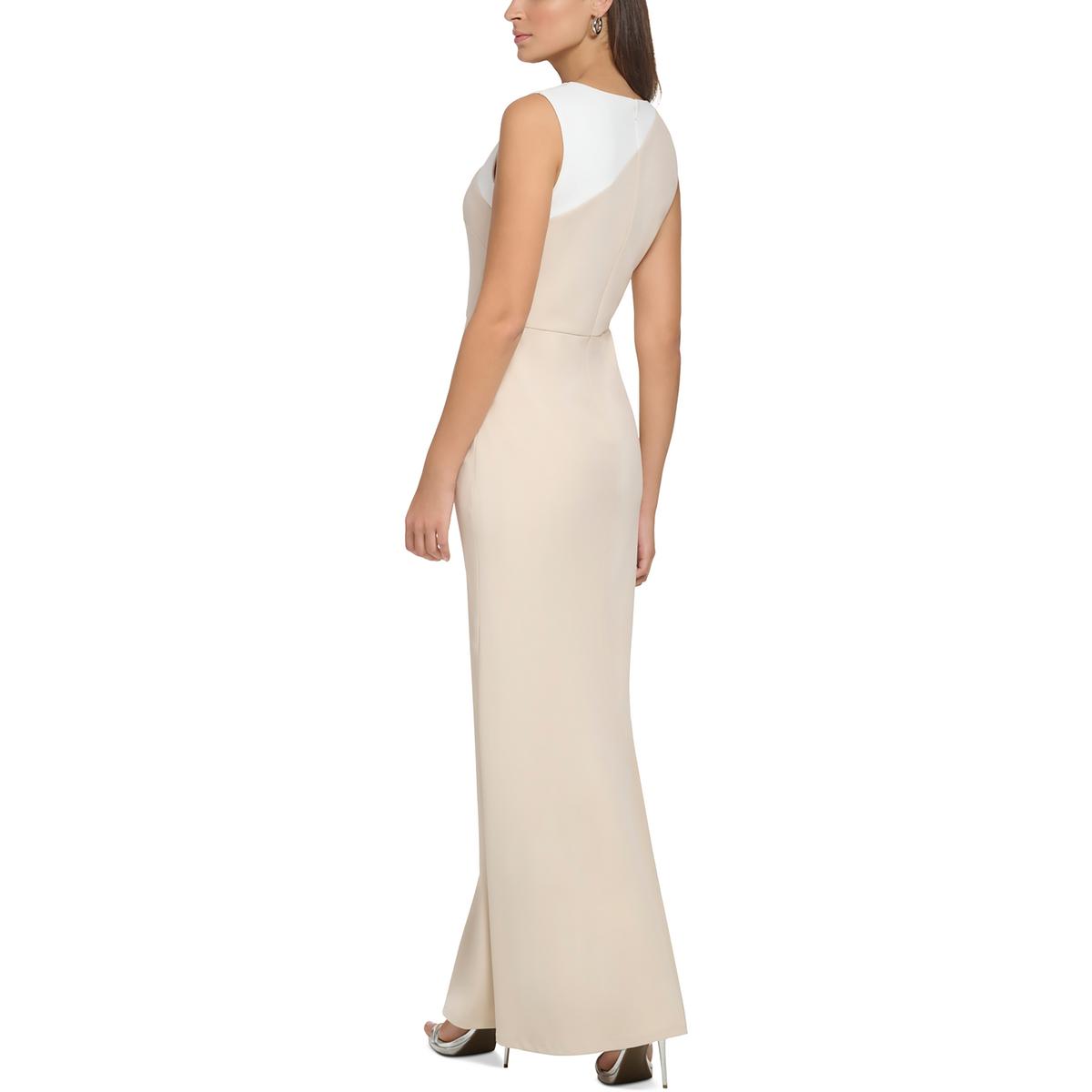 Womens Colorblock Polyester Evening Dress