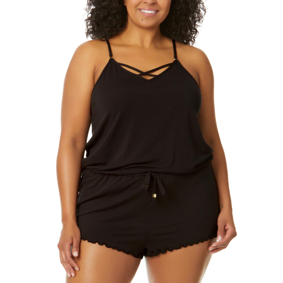 Plus Womens Cut-Out Romper Cover-Up