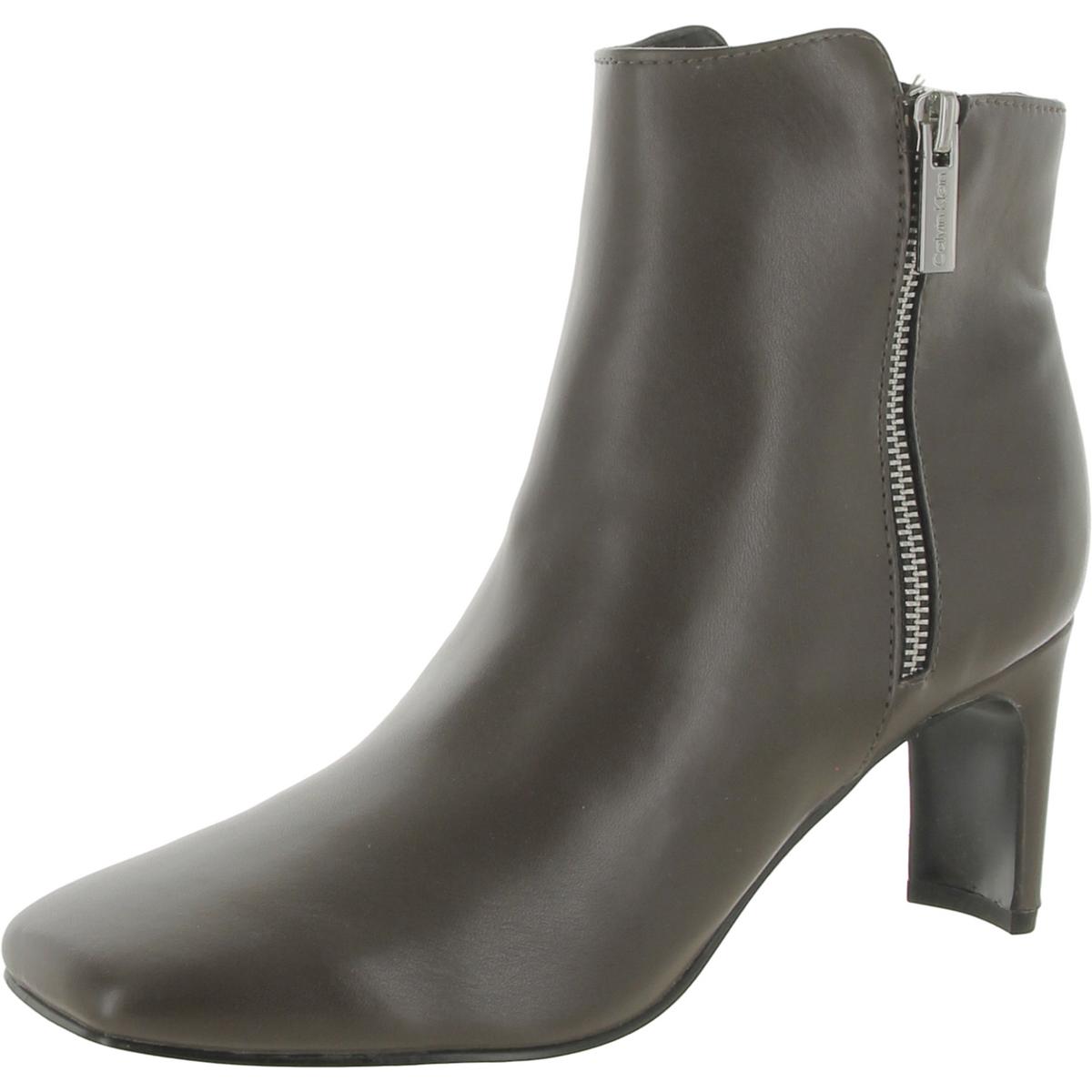 KCCOLI2 Womens Square Toe Faux Leather Ankle Boots