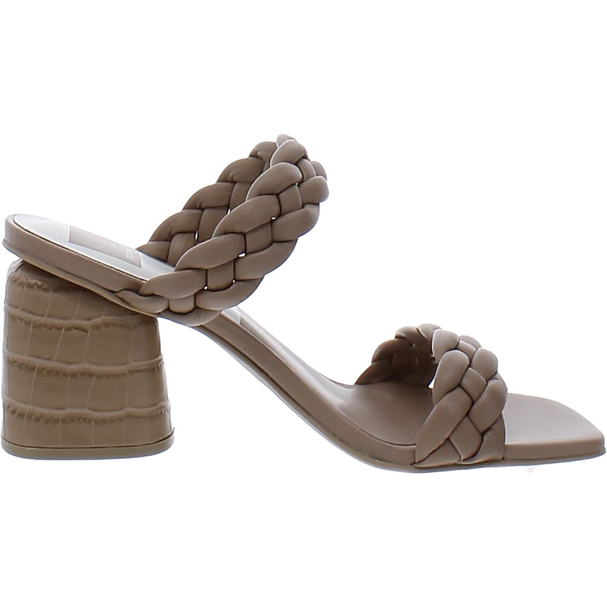 Nasha Woven Womens Faux Leather Square Toe Block Heel