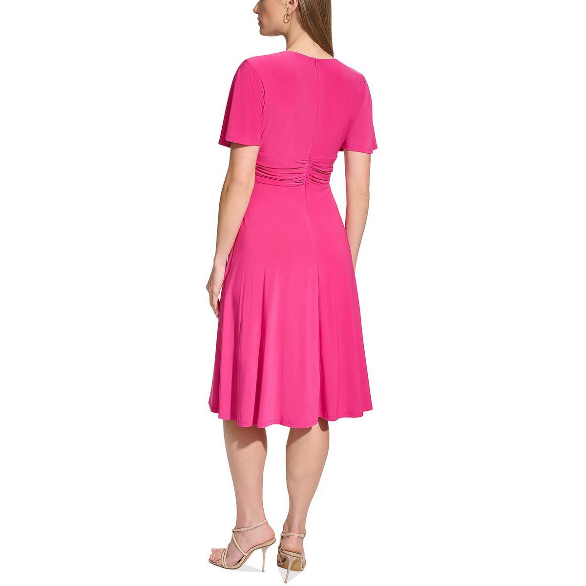 Womens Crossover Midi Cocktail And Party Dress