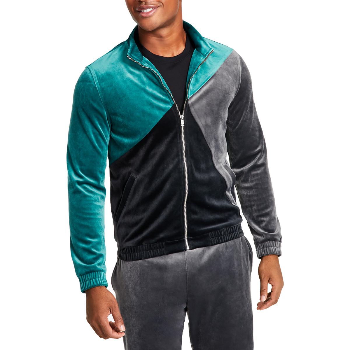 Mens Velour Colorblock Track Jacket