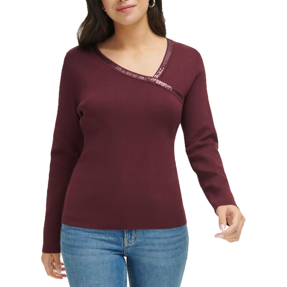 Womens Asymmetric Long Sleeve Pullover Sweater