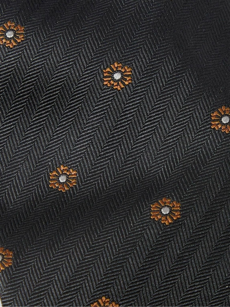 Brunello Cucinelli Black Floral Embroidered Mens Tie2