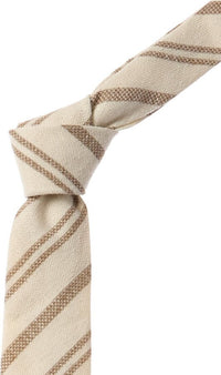 Brunello Cucinelli Beige White Diagonal Textured Stitch Silk Linen Blend Men's Tie1