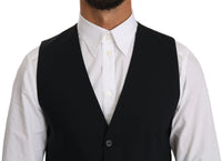 Dolce & Gabbana Blue Wool Waistcoat Formal Gilet Men's Vest3