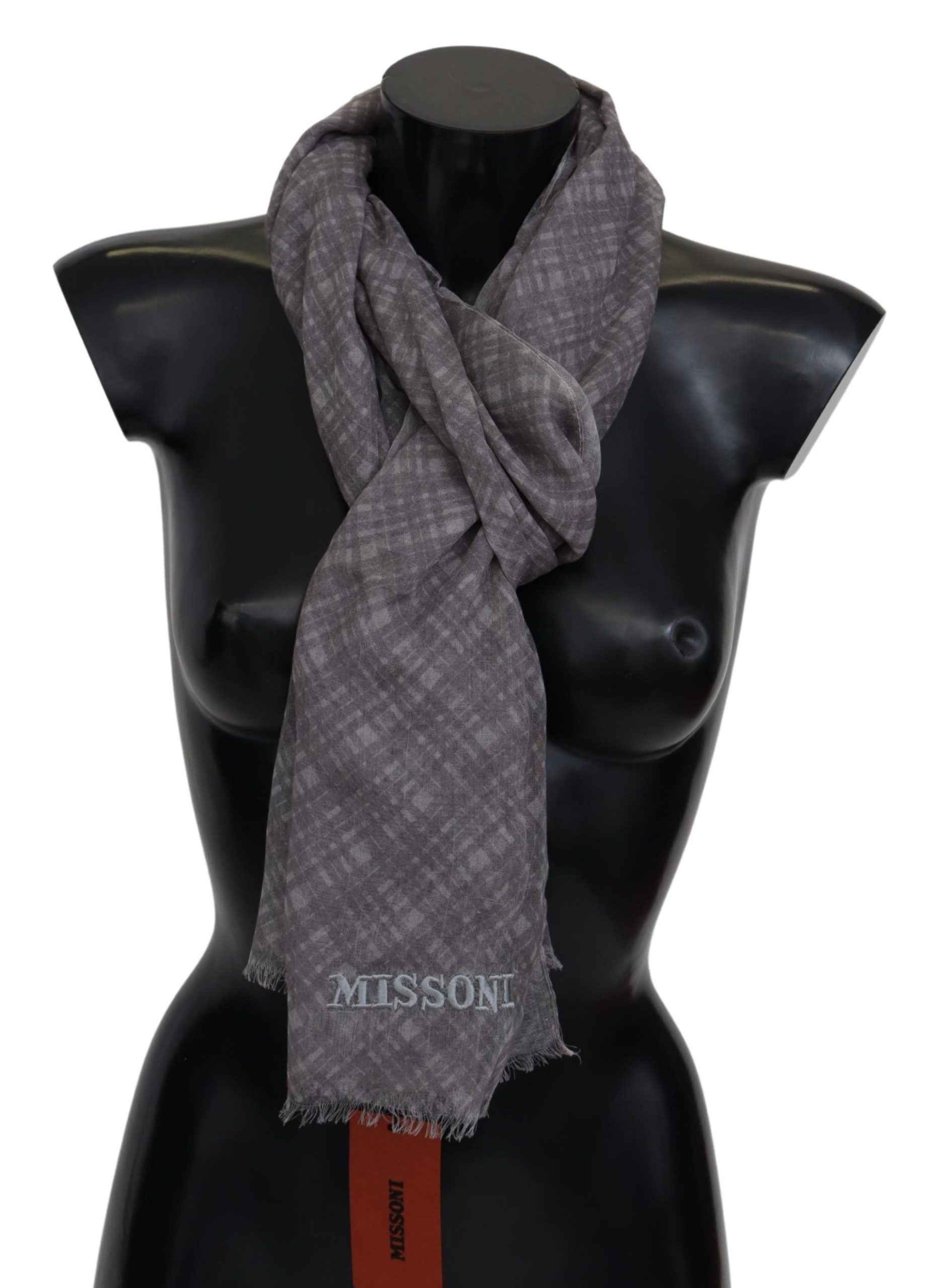 Missoni Elegant Wool Silk Blend Plaid Men's Scarf