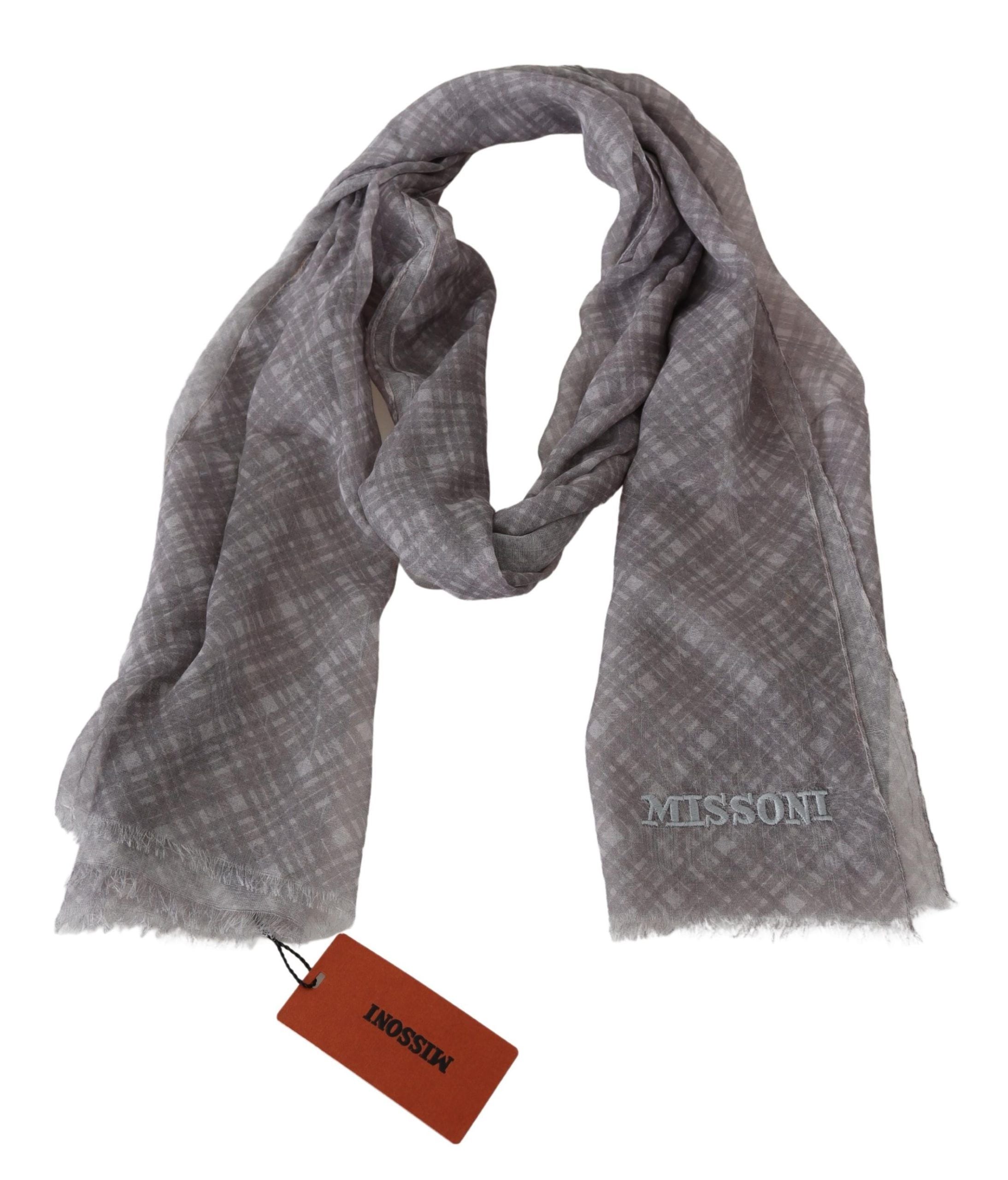 Missoni Elegant Wool Silk Blend Plaid Men's Scarf