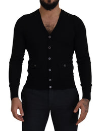 Dolce & Gabbana Black Wool Button Down Cardigan Men's Sweater1