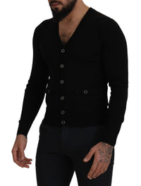 Dolce & Gabbana Black Wool Button Down Cardigan Men's Sweater9