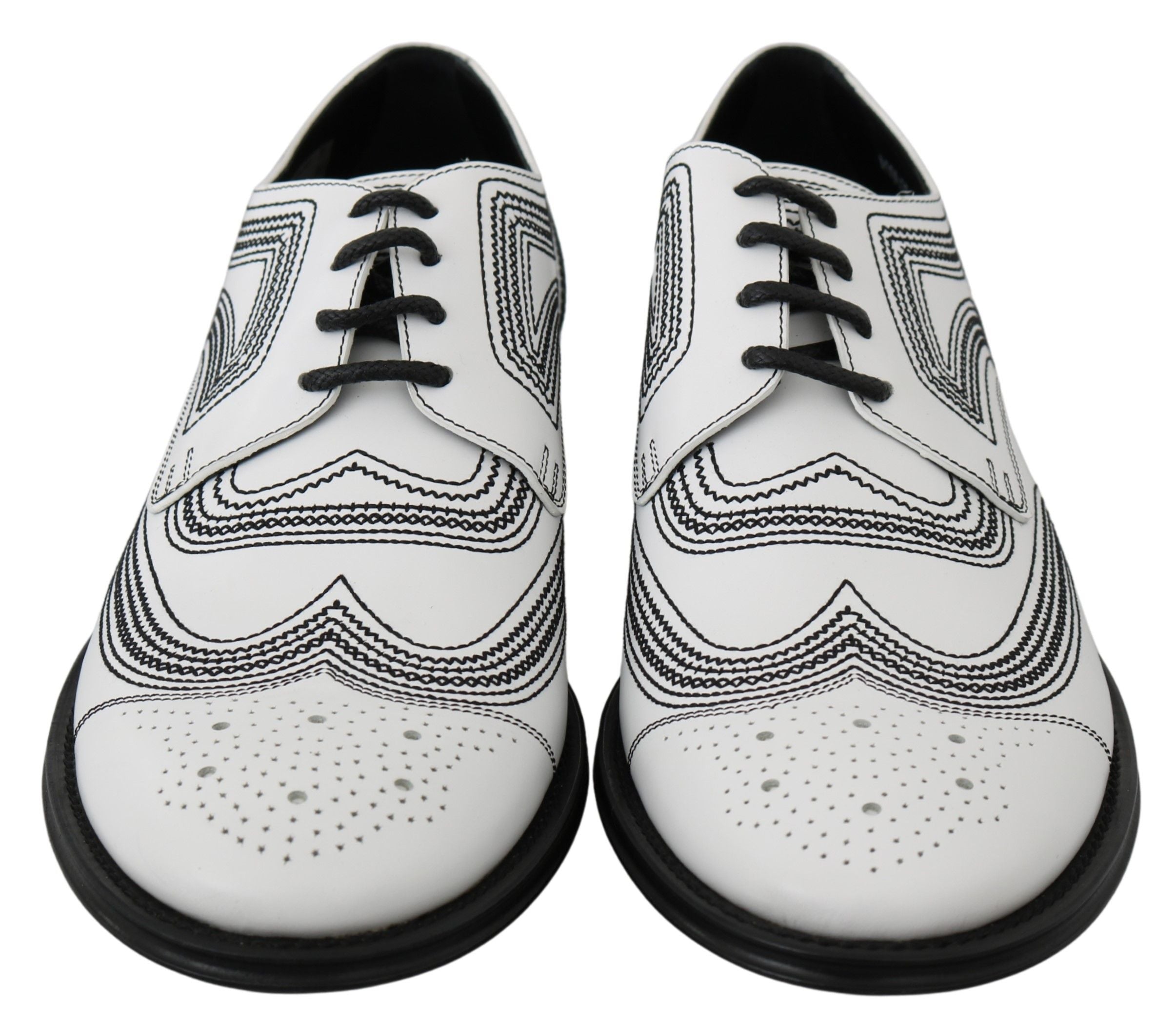 Dolce & Gabbana Elegant White Leather Derby Men's Shoes