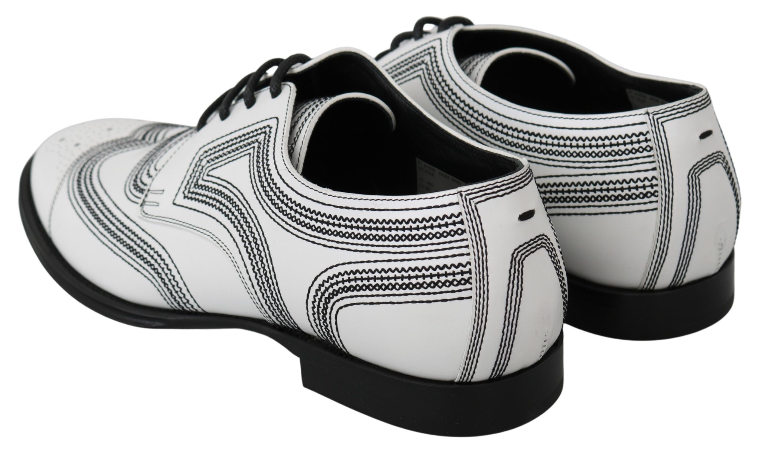 Dolce & Gabbana Elegant White Leather Derby Men's Shoes