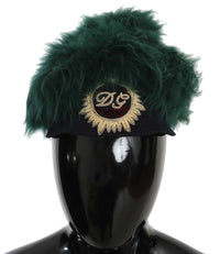 Dolce & Gabbana Green Fur DG Logo Embroidered Cloche Women's Hat2