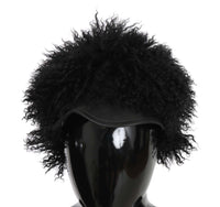 Dolce & Gabbana Black Tibet Lamb Fur Leather Gatsby Women's Hat1