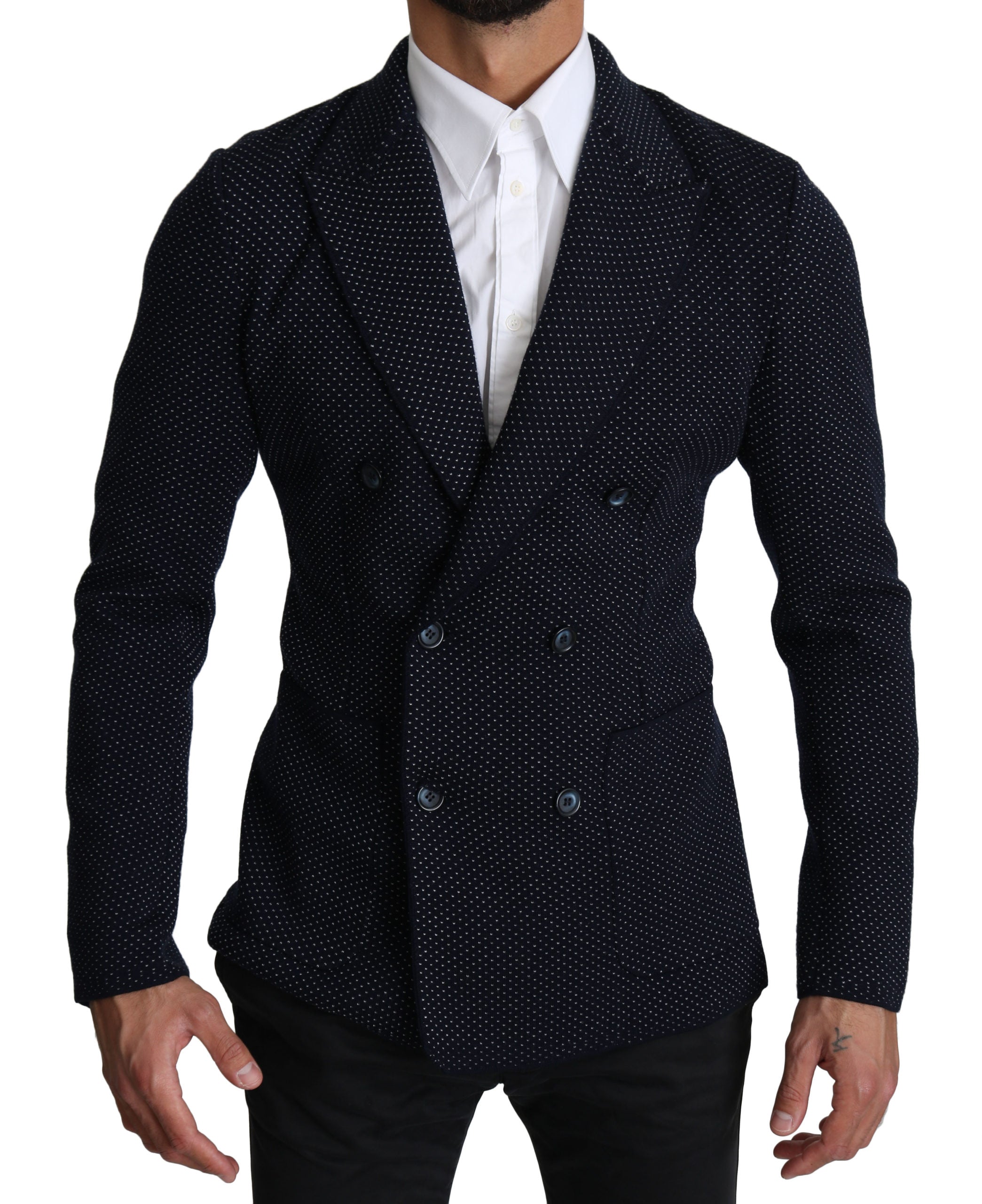 Dolce & Gabbana Dark  Dotted Double Breasted Coat Blazer1