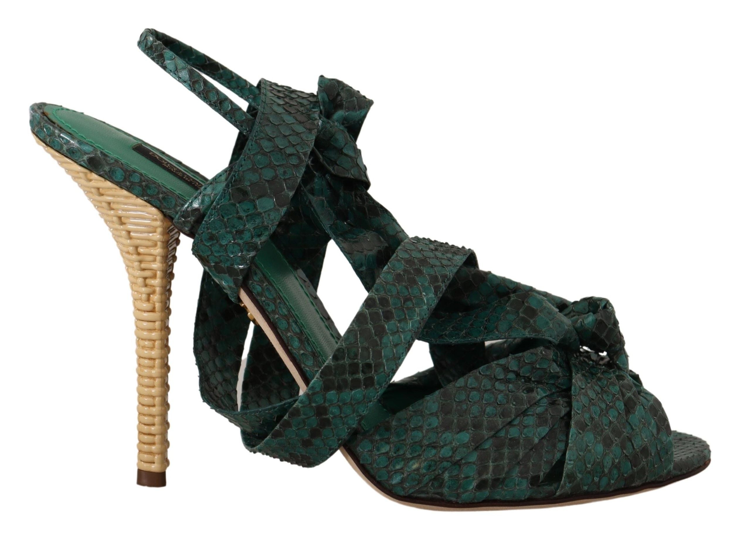 Dolce & Gabbana Elegant Green Python Strappy Women's Heels