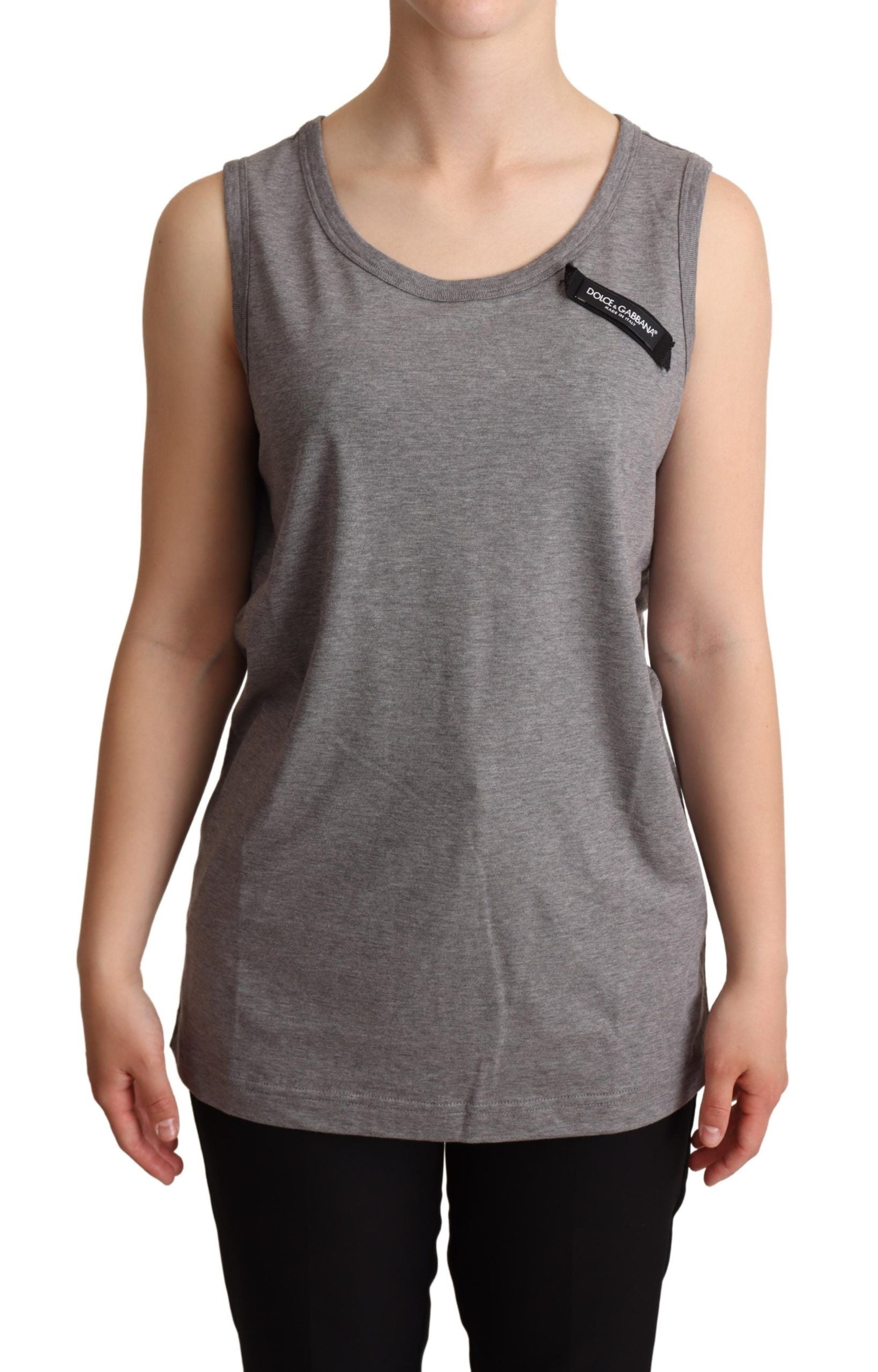 Dolce & Gabbana Elegant Gray Cotton Jersey Sleeveless Women's Tank